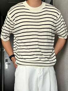 DAZY Men's Striped Short Sleeve Knit Top - Multicolor - View 2