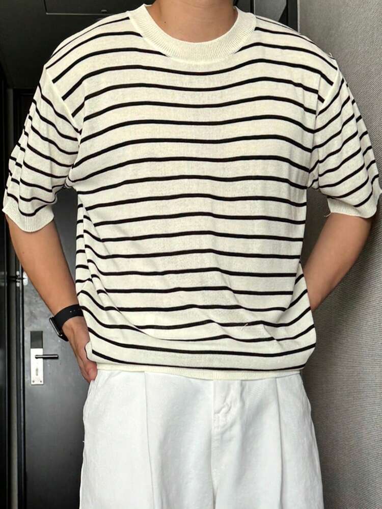 Men's Striped Short Sleeve Knit Top