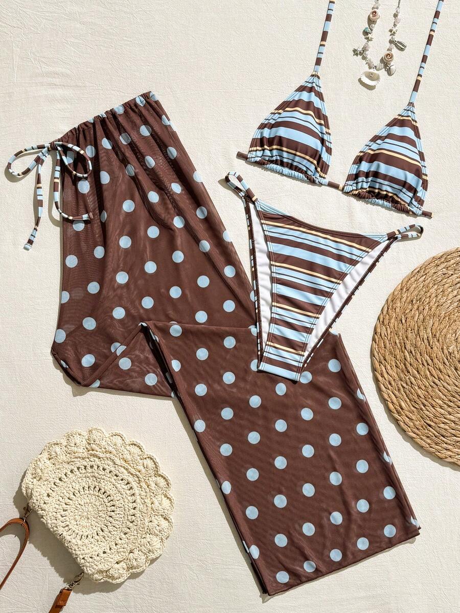 Swim Oasis Bộ đồ bơi 3 mảnh dành cho nữ, mẫu mới Xuân/Hè 2026, họa tiết hoa ngẫu nhiên, gồm áo bơi và quần, trang phục đi biển thanh lịch và thoải mái. - Nhiều màu - Xem 1