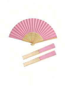 White Paper Fans 30pcs White Bamboo Folding Handheld Fans DIY Portable Bamboo Fans For Birthday Party Decor Engagement Graduation Wedding Bedroom Dining Table Party Performance Photography Props Home Office Decor - Pink 30pcs - View 5