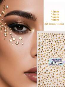 Hình dán đính đá 3D màu vàng kim - Hình dán tròn và giọt nước nhiều kích cỡ, thích hợp cho mặt, tóc, cơ thể - Trang điểm dự tiệc DIY, phụ kiện lễ hội âm nhạc và trang phục - Quà tặng thanh lịch, hình dán trang trí - Nhiều màu - Xem 1