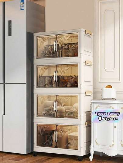 SHEIN 1 Tủ lưu trữ rộng, Hộp lưu trữ gấp gọn, Tủ đựng đồ chơi phòng khách, Tủ đựng đồ ăn nhẹ, Tủ bếp, Quà tặng Giáng sinh, Thùng lưu trữ, Tủ lưu trữ dưới gầm giường