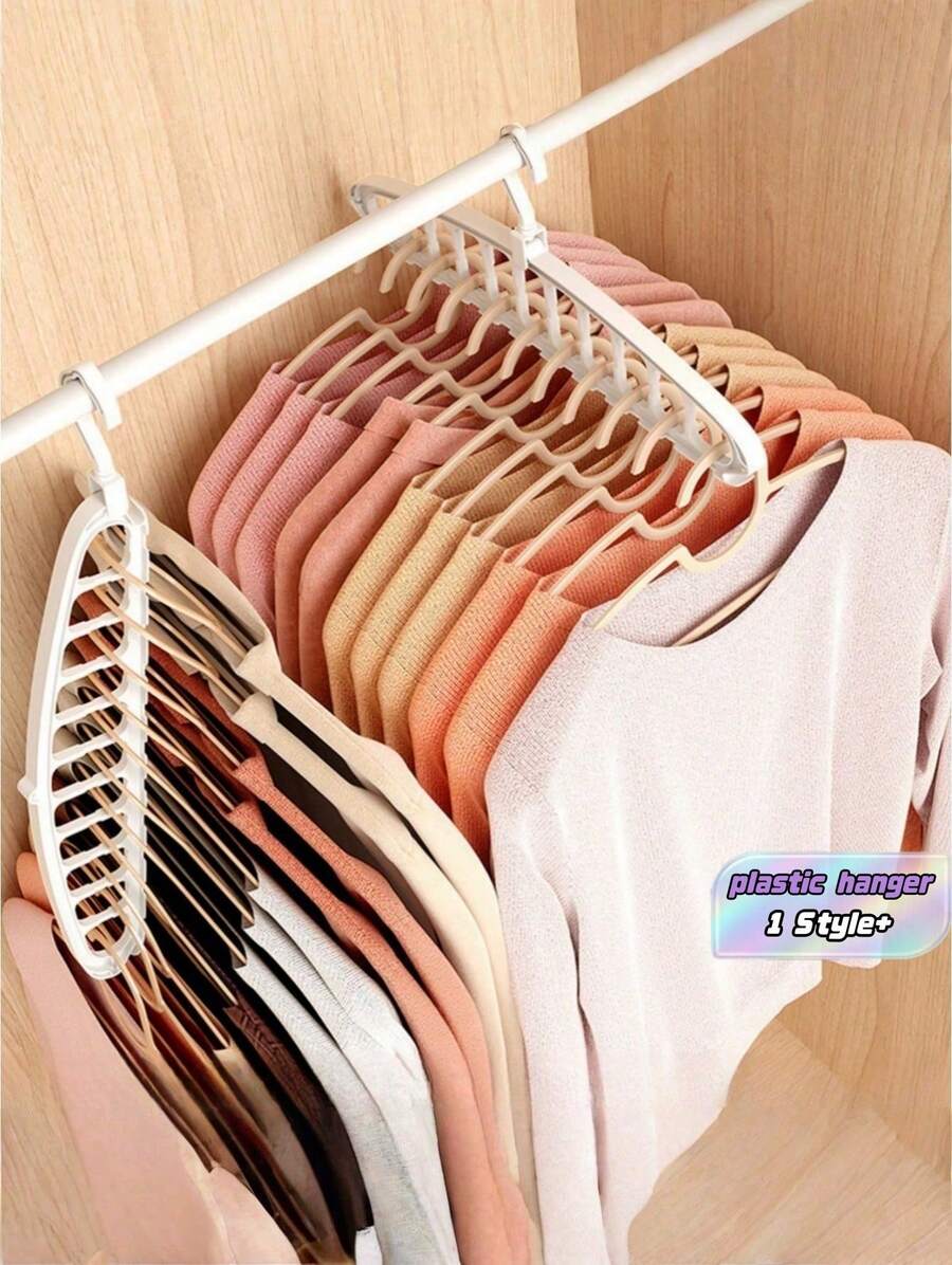 1 个 360° 旋转节省空间穿孔衣架,可折叠螺旋塑料晾衣架,适用于裤子、衬衫和裙子,可容纳 11 件衣物,适合家庭使用。 - 米色 - 查看 1