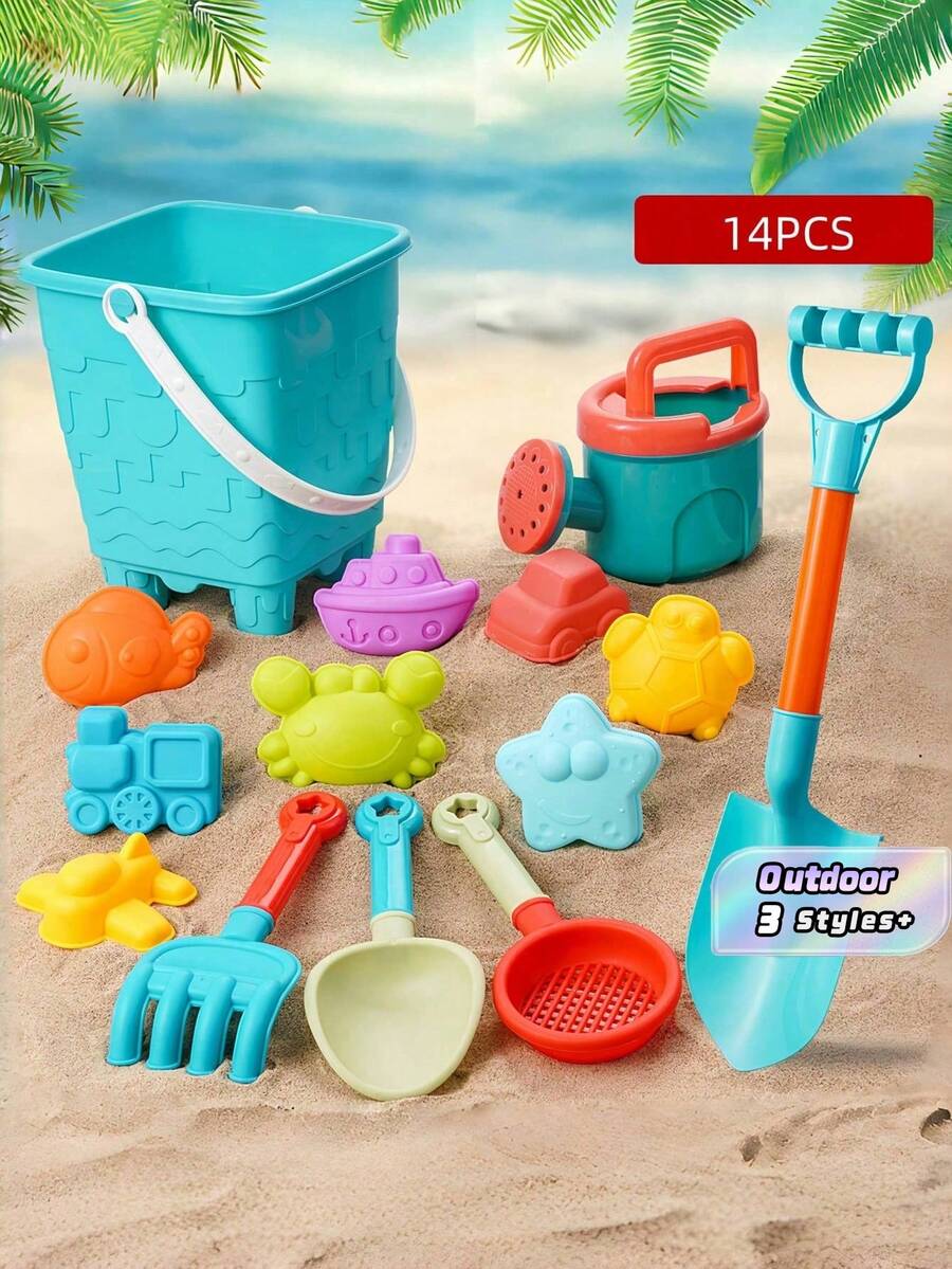 Bộ đồ chơi bãi biển 14/16 món cho trẻ em Xẻng Nước Chơi Giáo dục Hoạt hình Mùa hè Ngoài trời Lâu đài cát Hồ bơi Vui vẻ Bền bỉ Di động Nhiều màu sắc Quà tặng Phiêu lưu Học tập - Nhiều màu - Xem 1