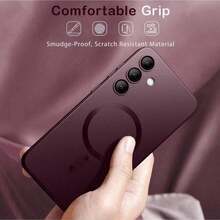 1pcLuxury Magnetic Phone Case Compatible With Samsung Galaxy S24 S25 S22 S23 Ultra Plus S20 S21 FE Note 20 A35 A55 A05 A15, Soft TPU Material - Burgundy - View 6
