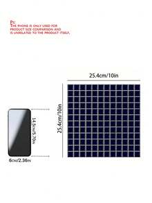 1片WoStick 10英寸 x 10英寸防水纹理乙烯基DIY壁纸，自粘防溅瓷砖，小网格剥离粘贴瓷砖，适用于家居装饰壁纸、墙面装饰、房间装饰、卧室装饰、厨房装饰 - 寶藍色 - 查看 3