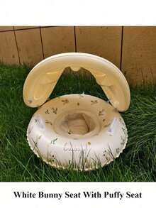 1pc Swimming Ring With Sunshade And Handles, Featuring A Circular Pattern, Suitable For Both Outdoor And Indoor Swimming. - Multicolor - View 14