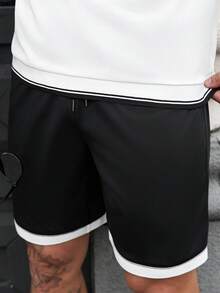 Manfinity CasualCool Bộ áo thun nam đen trắng phong cách thường ngày đường phố - Đen và trắng - Xem 4