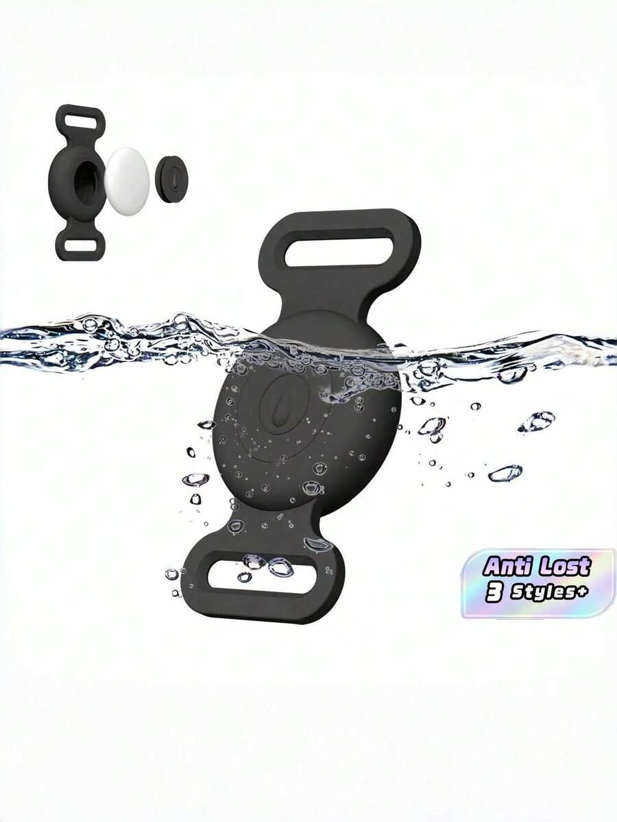 防水 Airtag 狗项圈支架硅胶 Airtag 宠物项圈保护套耐用防丢失 GPS 追踪器套适用于狗猫小狗轻便柔软舒适宠物配件黑蓝色 - 黑色 - 查看 1