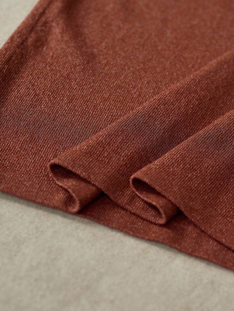 WOMEN'S SOLID COLOR KEYHOLE NECK LONG SLEEVE FITTED SWEATER DRESS