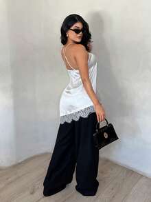 SHEIN SXY Elegant Summer Lace Patchwork Camisole - White - View 3