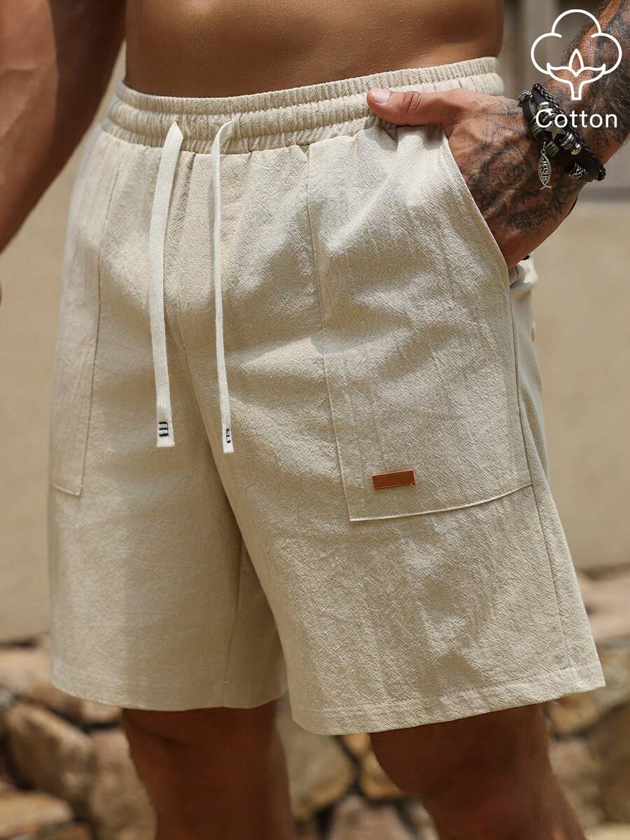 VENTUSAIL Quần short nam kaki dáng suông, túi xéo, cạp chun, thích hợp mặc mùa hè. - Màu Khaki - Xem 1
