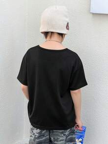 Dazy Kids Summer Design Sense High-End Short Sleeve T-Shirt For Boy & Toddler Boys (Plus Size) - Black - View 2