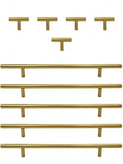 1pc/4pcs Black Golden Cupboard Handle Brushed Stainless Steel Kitchen Cabinet Door Knob Furniture Drawer Pull Hardware Pulls T Bar Handle