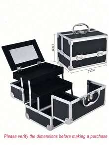 1 Makeup Storage Box, Portable Makeup Bag With Mirror, Professional Makeup Tools, Large Capacity Waterproof Multifunctional Travel Makeup Bag, Makeup Organizing Box - Multicolor - View 11