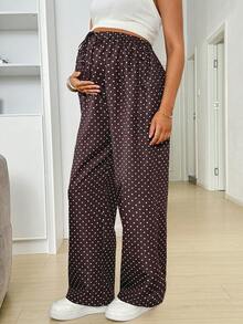 SHEIN Quần bầu dáng rộng, thắt eo, có túi. - màu nâu - Xem 4