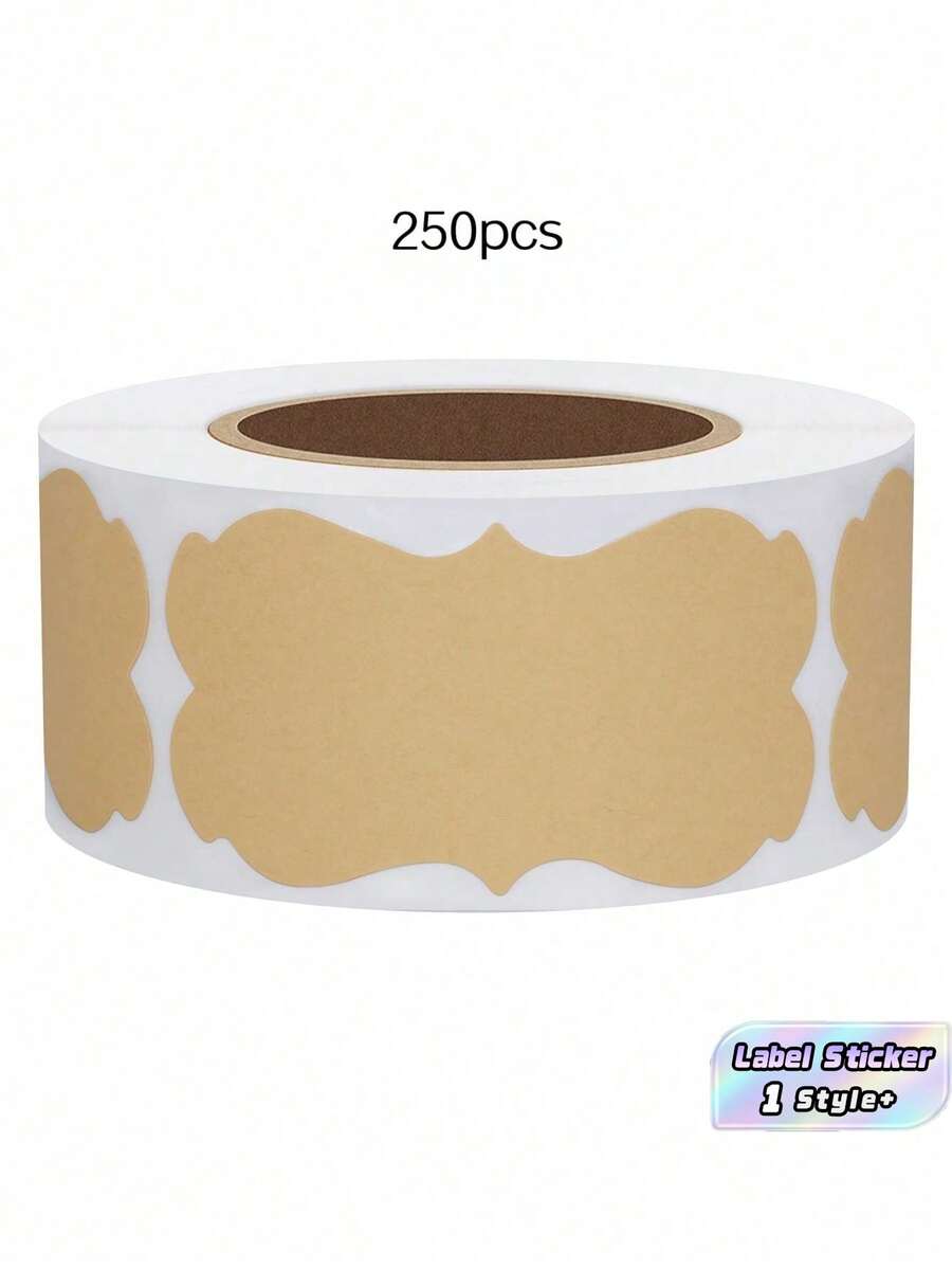 250pcs/Roll Solid Color Kraft Paper Label Sticker, Simple Multi-Purpose Writable Label Sticker For Student, School, Office Stickers Scrapbook Supplies Funny Stickers Laptop Stickers Kindle Phone Stickers