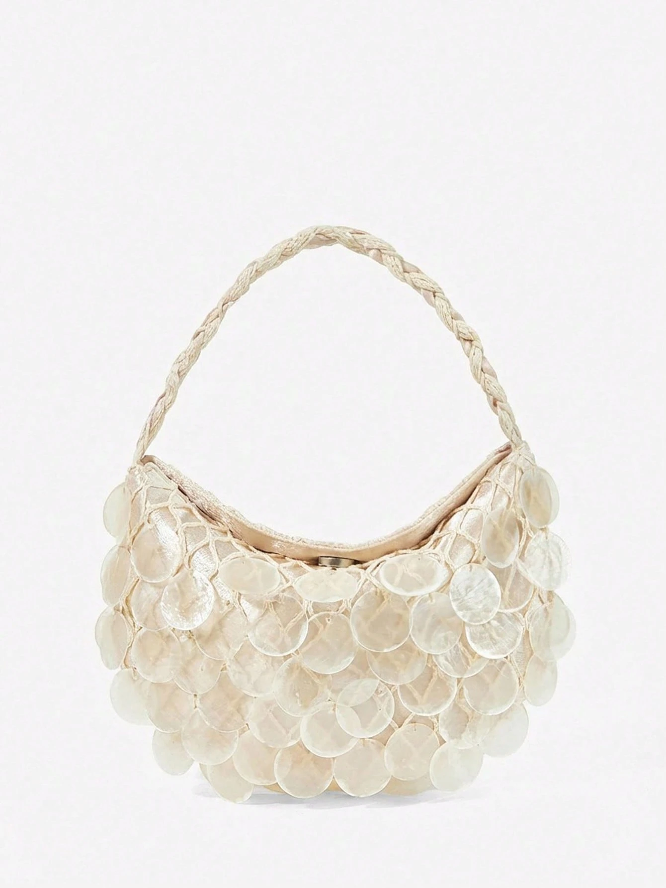 Viva Strut Ladies, Women Imitation Round Seashell Pieces Top Handle Bags,