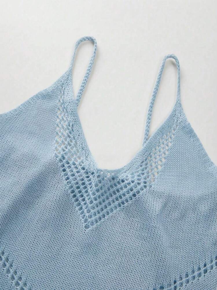 Breezaya Đầm hè mới cho nữ, đầm maxi dệt kim màu be, dây mảnh, cổ chữ V, họa tiết ren xếp tầng, eo ôm sát, vẻ quyến rũ nữ tính ven biển và phong cách thường ngày vượt thời gian. - Màu xanh nhạt - Xem 5