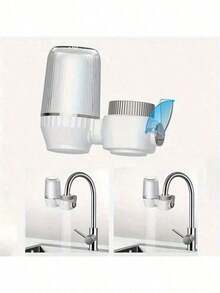 1Pc Sink Water Filter, Faucet Water Filter (No Light), Activated Carbon Faucet Water Filter To Remove Chlorine, Limescale, Heavy Metals And Odor - White - View 8