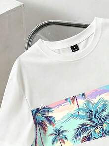 Manfinity Joysei Bộ đồ nam thường ngày in hình cây nhiệt đới: áo thun ngắn tay và quần short có dây rút. - Nhiều màu - Xem 4