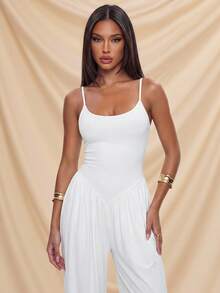 Avantive Women's White Jumpsuit Suspender Bubble Balloon Jumpsuit Resort Wear Vacation Greece Outfits Summer For Golf Sexy - White - View 6