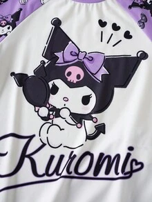 HELLO KITTY AND FRIENDS | SHEIN 少女字母卡通印花圆领短袖上衣和短裤睡衣套装 - 彩色 - 查看 3