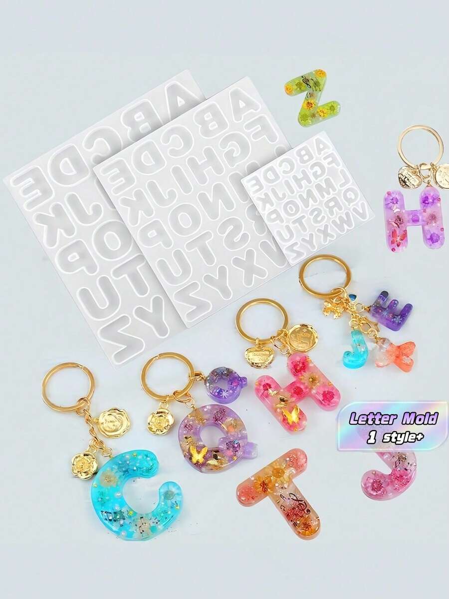 Set de moldes Alphabet - Herramientas de silicona para escribir letras para tabla de postre de cumpleaños, suministros de tema de dibujos animados reutilizables DIY con números y símbolos - Blanco - Ver 1