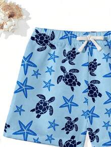 Shorts Casuais Minimalistas para Adolescentes Meninos, Calças de Praia, Roupas de Banho, Adequadas para Verão, Estilo de Férias, Estampa de Tartaruga Marinha, Adequadas para Surfe, Adequadas para Férias na Praia, Adequadas para Natação - Multicolorido - Visão 5