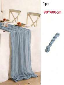 1pc 35 * 71/118/157 Inch Cheese Cloth Table Runner And Napkins, Bohemia Gauze Cheesecloth Tablecloth,Countryside Transparent Table Runner, Bohemian Style Table Runner Suitable For  Christmas For Holiday Gift Giving - Dusty Blue - View 18