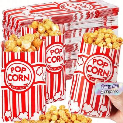 50 sztuk papierowych torebek na popcorn na imprezę, pojemniki na popcorn, torebki na popcorn luzem do maszyn do popcornu, akcesoria, artykuły szkolne, torby na żywność, pudełka na żywność, odpowiednie na cukierki, ciasteczka czekoladowe itp. Walentynki, ślub walentynkowy, urodziny, artykuły szkolne, dekoracje kuchenne.