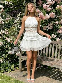 Glamine Charm Conjunto de verano para mujer con blusa decorada con bordado + minifalda de cintura baja en color blanco - Beis - Ver 1