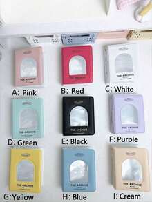 1PC 3 Inch Cream Color Card Album, Mini Portable Album, Cover Hollow Out Window, Simple Solid Color Storage Album Card Case, Photo Storage, Double Sided Holds 40 Small Cards,Back To School,School Supplies - Multicolor - View 16