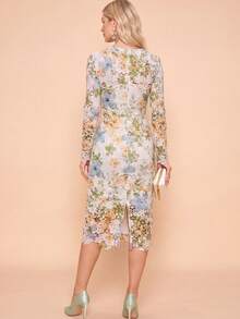 Amorya Vestido ajustado con estampado floral elegante para mujer, primavera - Multicolor - Ver 2