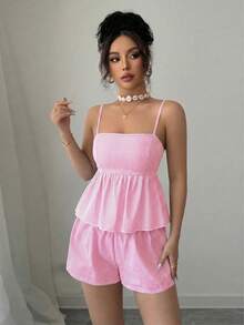 Selianne Camiseta sin espalda de lino con cuello en V profundo a rayas azul y blanco, de cintura baja con cordón, suelta y casual, corta y sexy, elegante para el verano para mujer, diseño con lazo sin espalda para vacaciones de verano - Rosa - Ver 6