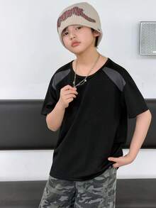 Dazy Kids Summer Design Sense High-End Short Sleeve T-Shirt For Boy & Toddler Boys (Plus Size) - Black - View 7