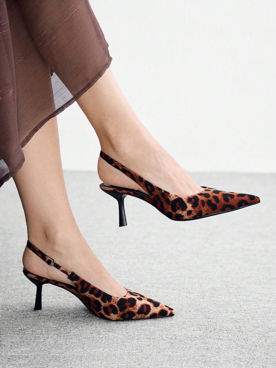 CUCCOO BIZCHIC Women Shoes Spring And Summer New Brown Leopard Print Pointed Toe Thin Heel High Heel Low Vamp Women's High Heel Shoes Daily Versatile Commuter Business Dinner Party Wear Women's Shoes - leopard print - View 1
