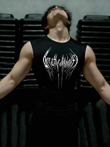 RISE LYT Áo thun nam cổ tròn họa tiết Gothic, kiểu dáng thường ngày, đa năng, thích hợp cho hoạt động ngoài trời, thể thao. - màu đen - Xem 1