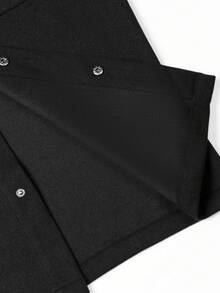 Manfinity Homme Men 1pc Long Sleeve Button Front Flap Pocket Overcoat , Fall Winter - Black - View 5