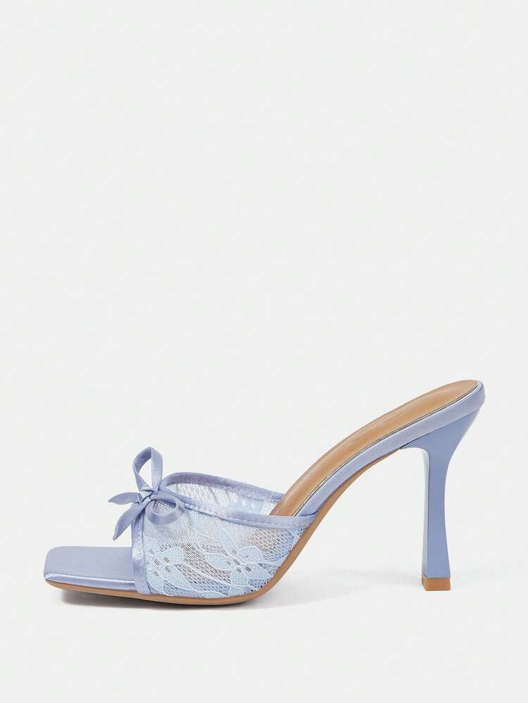 CUCCOO HITCHD Women's Elegant Commuter Lace Bow Decor Heeled Sandals Valentine's Day Elegant Shoes Wedding Shoes Spring Shoes Bride Shoes