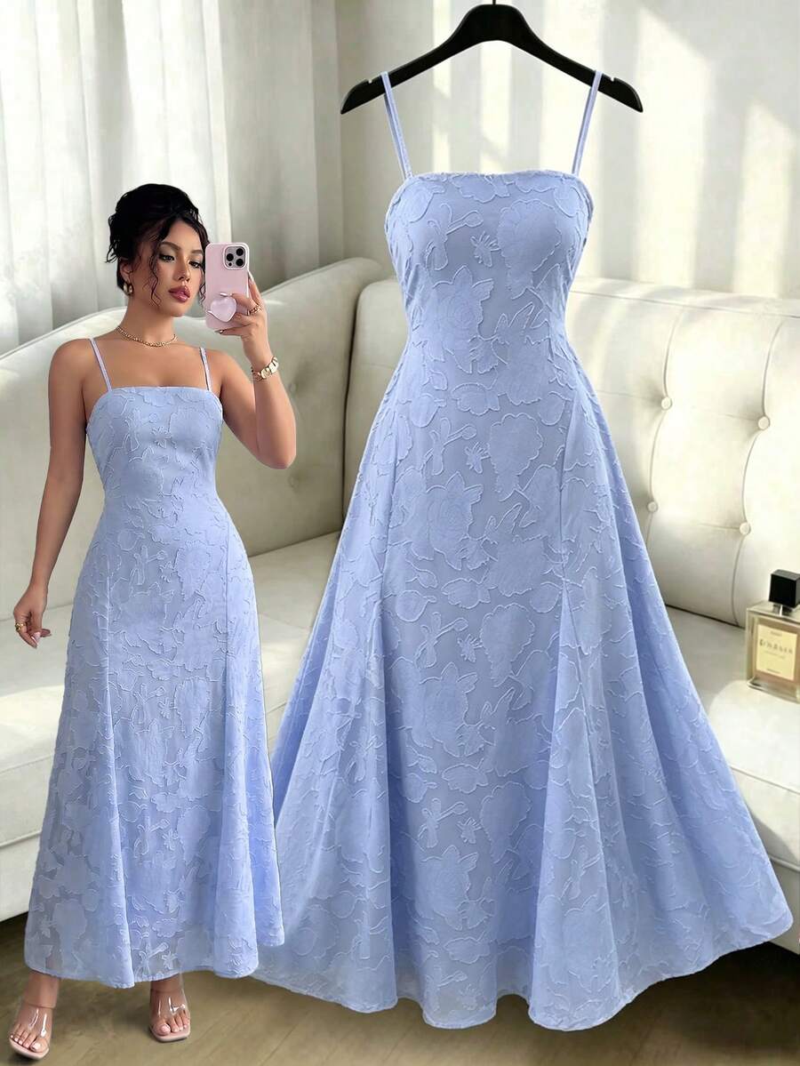 SHEIN Clasi Women's Fine-Woven Elegant Summer Fashion Halter-Length Dress Wedding Aqua Blue - Blue - View 1