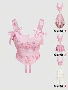 SHEIN MOD Bralette Bordir Romantis Jala Merah Muda Ukuran Plus untuk Wanita, Elegan Gaya Istana Vintage, Cocok untuk Kencan dan Pesta - Berwarna merah muda - View 8