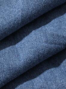 DAZY Đầm denim nữ xếp ly trễ vai phối nhiều mảnh - Màu xanh lam - Xem 6