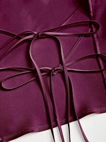 Sweetra Áo hai dây buộc cổ yếm hở lưng dành cho nữ - Màu đỏ tím - Xem 6