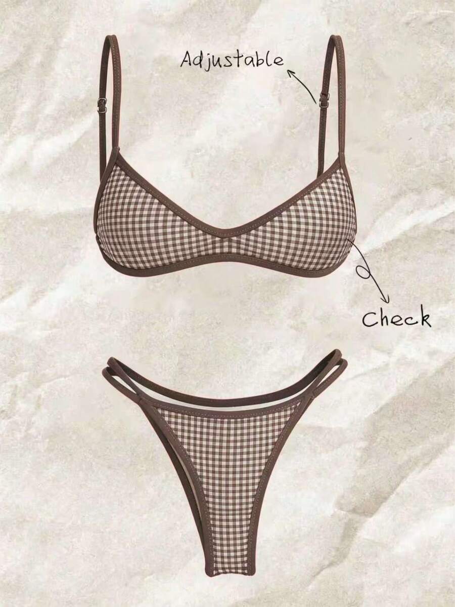 Elavelle Bộ 2 món bikini hai mảnh in họa tiết ngẫu nhiên dành cho nữ, kiểu dáng gợi cảm, thích hợp cho mùa hè. - Nhiều màu - Xem 1