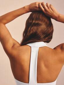 Aralina Leisurewear Active Wide Strap Halter Spring Summer Crop Racer Back Exercise Top Black - White - View 5