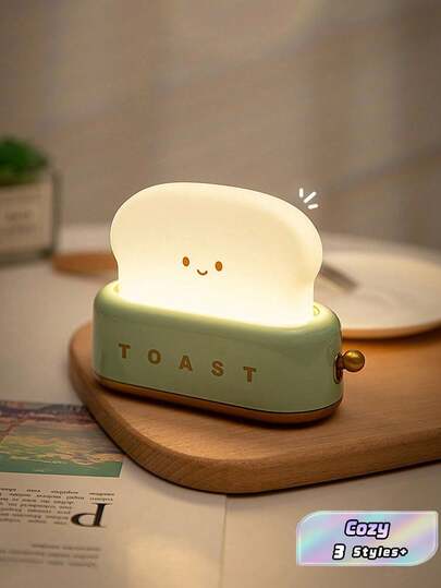 Đèn ngủ hình bánh mì nướng sáng tạo, tích hợp sạc USB, công tắc điều chỉnh độ sáng vô cấp, lý tưởng cho phòng ngủ, cạnh giường, đọc sách hoặc trang trí ánh sáng dịu nhẹ.