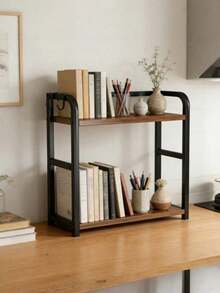 1PC Multi Function Iron And Wood Kitchen Storage Rack Space Saving Countertop Organizer Holder For Utensils Spices Plates Cups Pots Pans Lids Cutting Boards Drying Rack Drainer Shelf For Cabinet Pantry Home Organization Kitchen Accessories - 2-layer Storage Rack - View 10