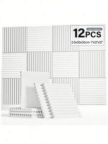 MODX [12 pièces] Mousse acoustique en forme de coin pour l'isolation sonore et la réduction du bruit - Tuile acoustique en céramique en polyester absorbant le son de 12x12/12x2 pouces - Le panneau d'isolation sonore convient pour le studio d'enregistrement, la salle de musique, l'espace de jeu, le podcast, les matériaux absorbant le bruit, les tampons absorbant le son et les autocollants de traitement acoustique mural. - Multicolore - Voir 12