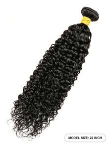 1Pc Kinky Curly Human Hair Bundles Unprocessed Human Hair Curly Human Hair Weave Double Weft Hair Extension Natural Black Color For Women - Natural Black - View 3